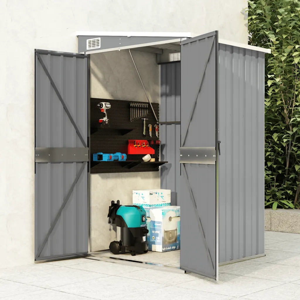 Capanno Giardino a Parete Grigio 118x100x178 cm Acciaio Zincato 316218