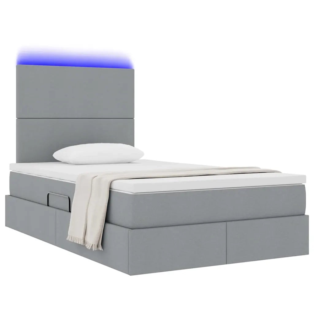 Letto con contenitore e LED con led Grigio chiaro 120 x 200 cm