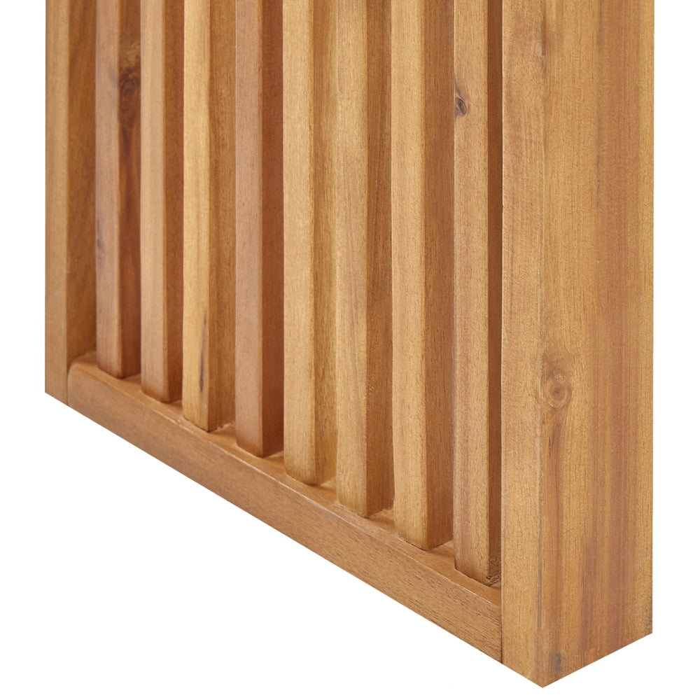 Set di 3 sgabelli da giardino in legno di acacia chiaro da giardino moderno e rustico.