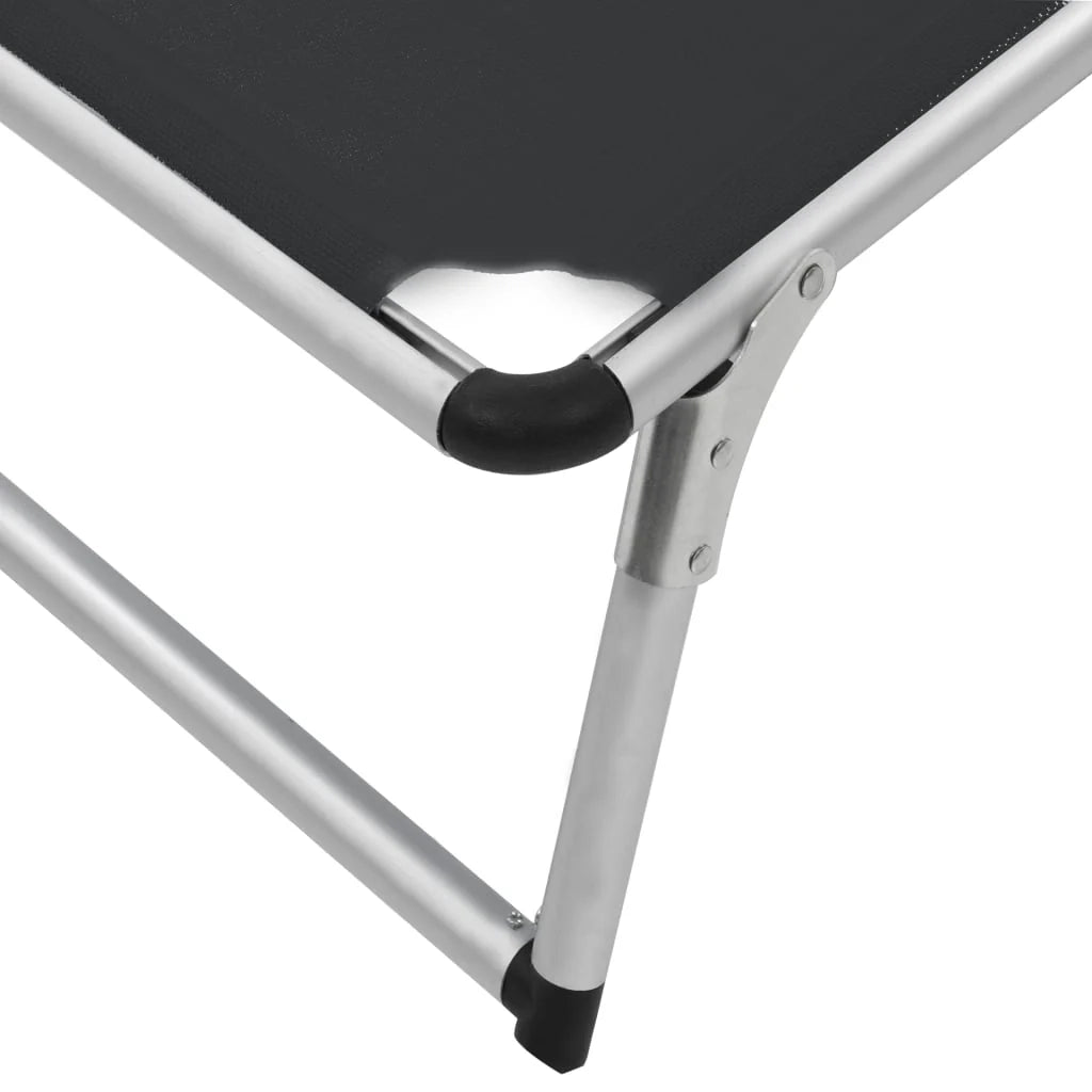 Lettino prendisole sedia a sdraio lettino prendisole letto da giardino mobili da giardino mobili da esterno pieghevoli con tettoia in alluminio nero e textilene 02_0012819