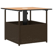 Tavolo Giardino | Tavolino da esterno Foro Ombrellone Marrone 55x55x46,5cm Polyrattan