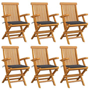 Sedie da Giardino con Cuscini Antracite 6 pz Massello di Teak cod mxl 7182