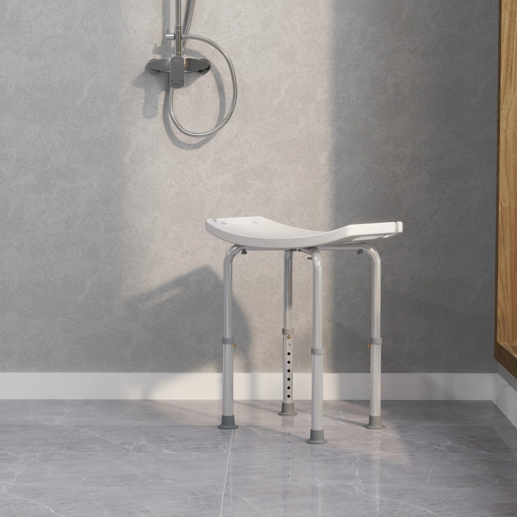 Sgabello da Doccia Regolabile Antiscivolo ¨C Zephmum ¨C Bianco Alluminio