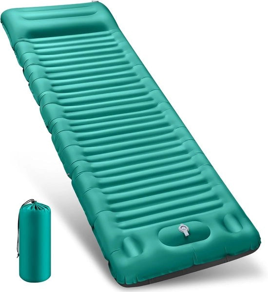 Matraccia autoinflante da campeggio 12 cm alta, con pompa a pedale e cuscino, ultraleggera, impermeabile, per esterno, branda per escursioni, campeggio, tenda
