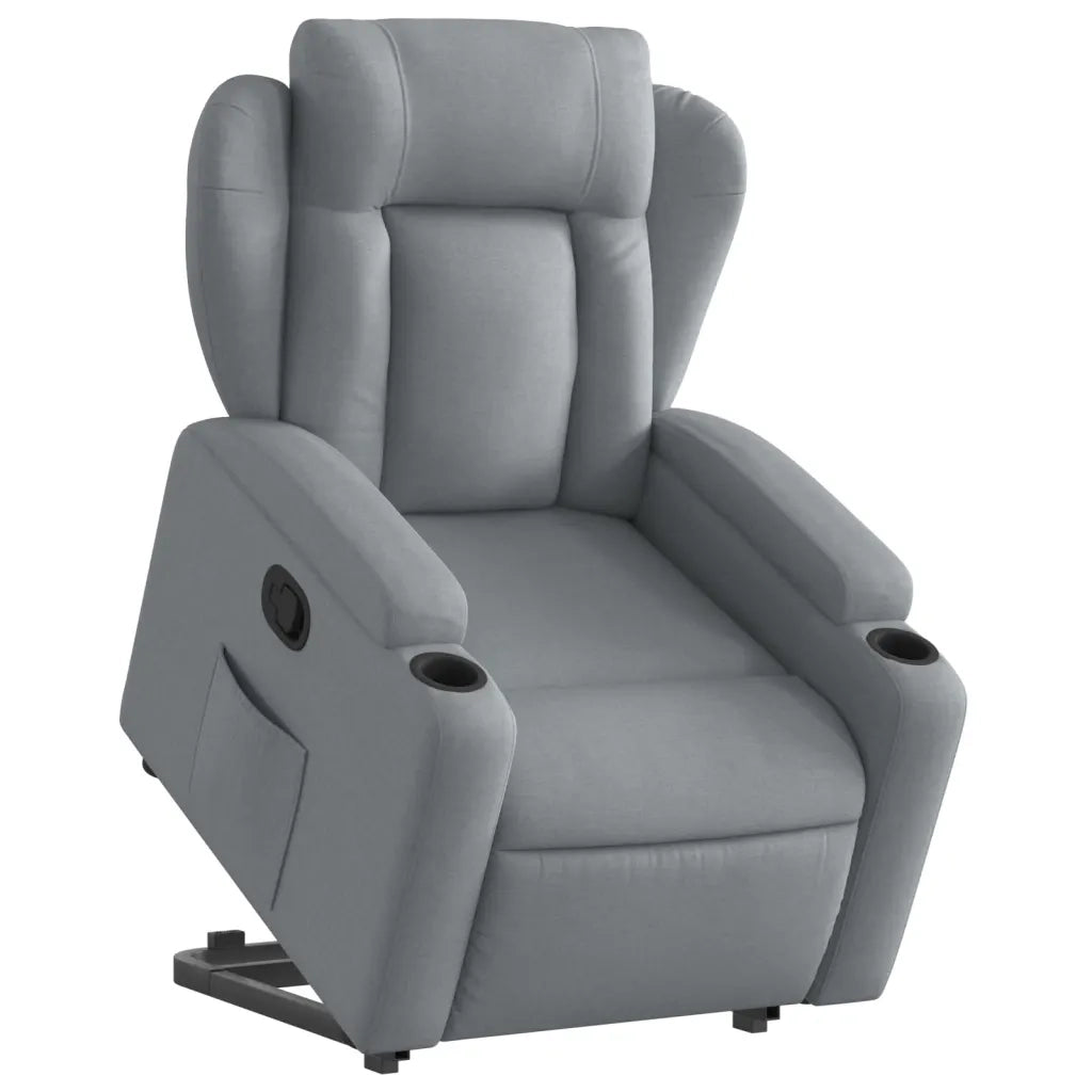 Poltrona | Sedia Relax Alzapersona Reclinabile Grigio Chiaro in Tessuto
