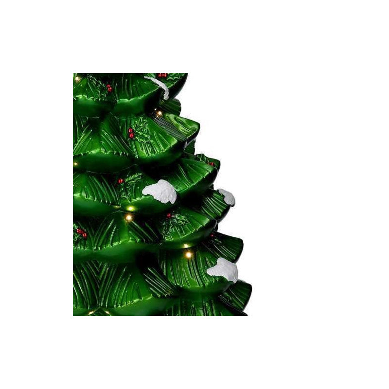 Albero resina innevato verde con led cm 36x36h67