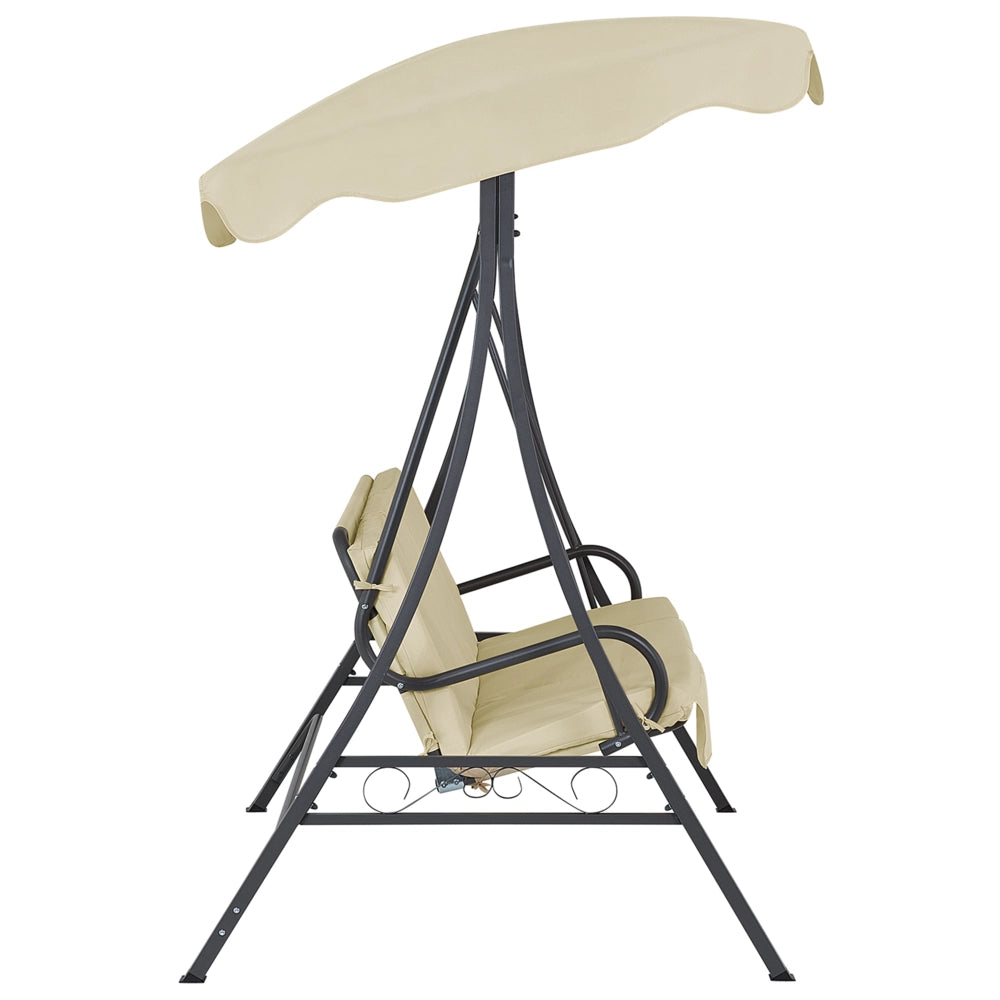 Altalena da patio Tessuto Beige Struttura In Acciaio dondolo 3 Posti