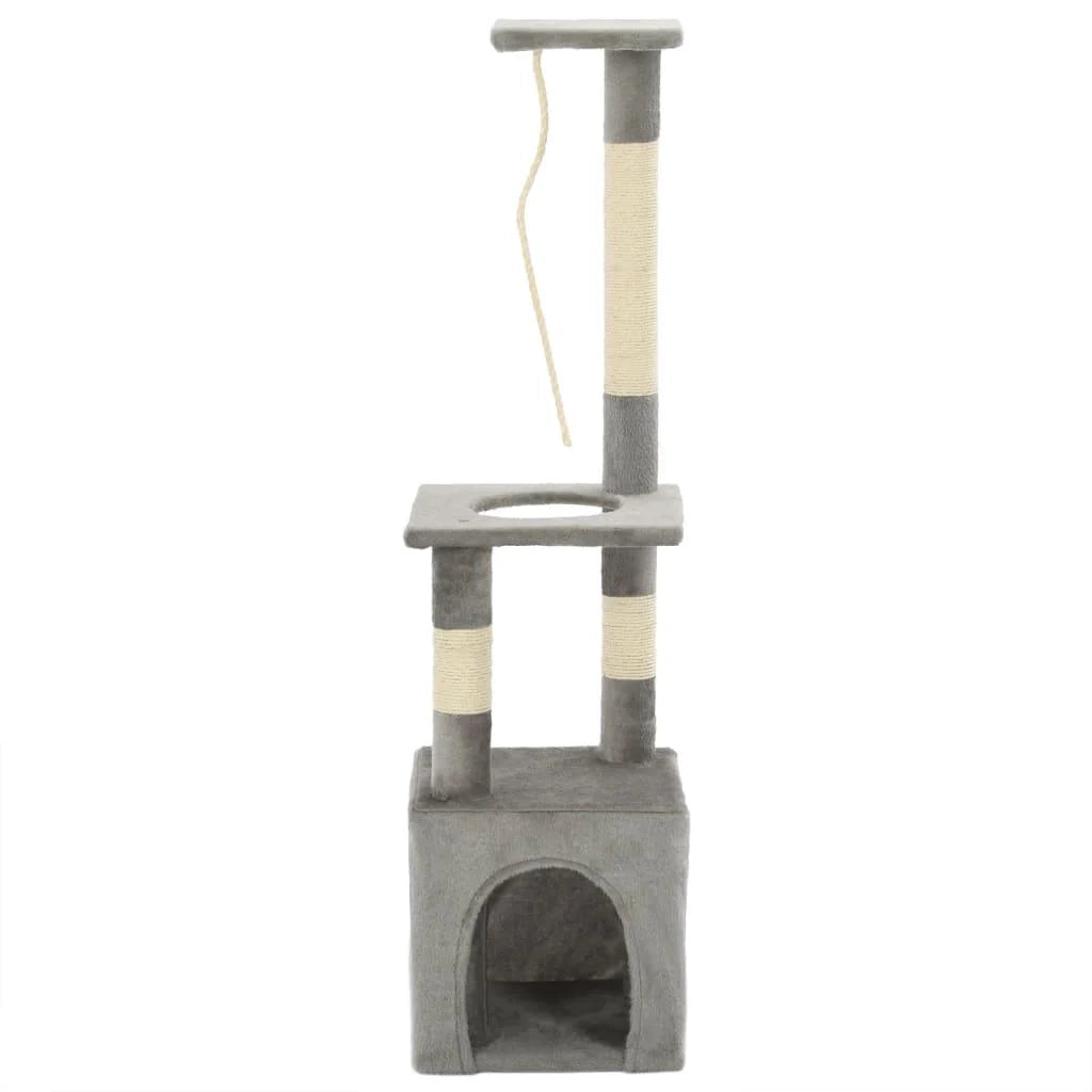 Tiragraffi albero per gatti cuccia per gatti giocattolo peluche sisal 109 cm grigio 3702239
