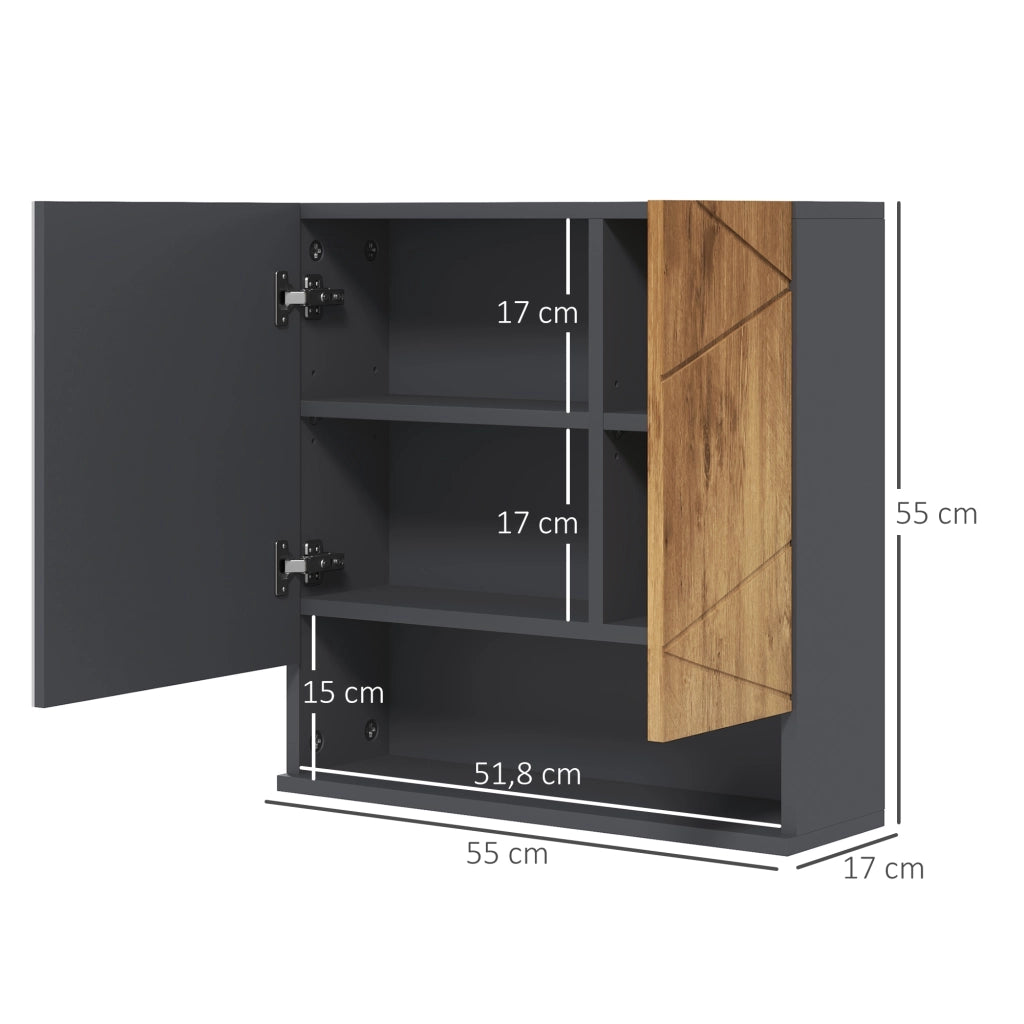 Armadietto da bagno specchio 2 ante ¨C zephmum ¨C naturale 55x17x55 cm