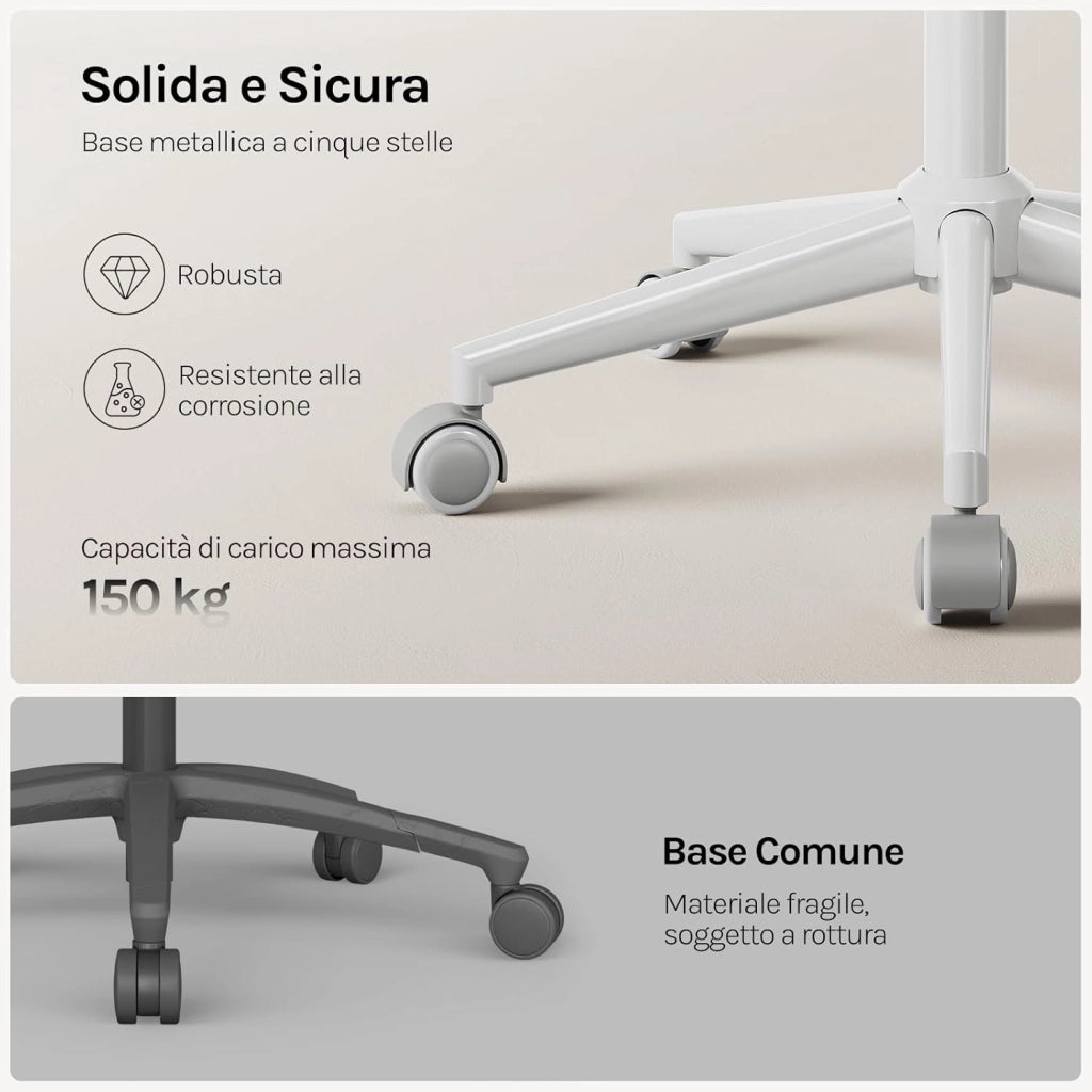 Sedia Ufficio con Braccioli e Rotelle, Poltroncina Regolabile in Altezza Girevole, Sedia da Trucco, Bouclé + PU, Crema+Grigio BS175grcm
