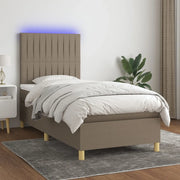 Letto a Molle con Materasso e LED Tortora 100x200cm in Tessutocod mxl 75050
