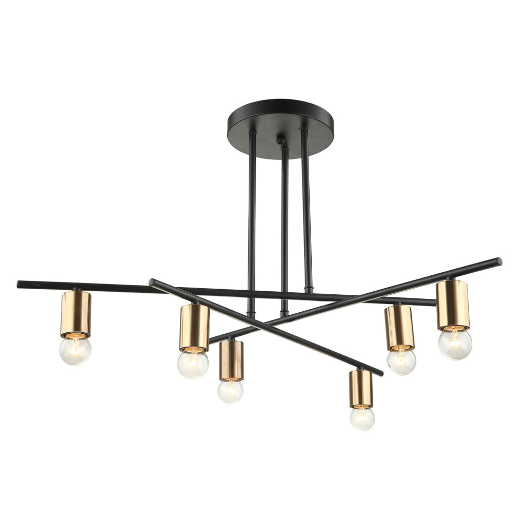 Lampadario Italux Normani industrial nero/oro 6xE27