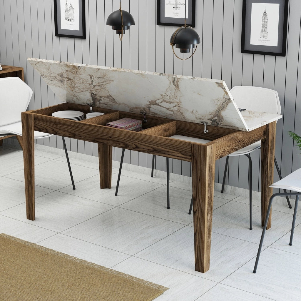 Viverone, Tavolo Fisso 6 Posti, 145x88x75h cm Marrone Noce