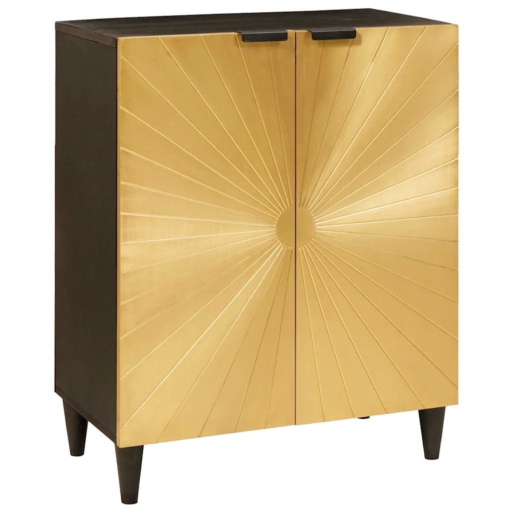 Credenza-Buffet-Armadio da cucina Nero e Oro 60 x 33 x 75 cm legno massello di mango 232088