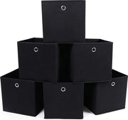 Set di contenitori di stoccaggio, 6 pezzi, contenitori di stoccaggio pieghevoli, non tessuti, cubi, contenitori di stoccaggio, organizzatore per giocattoli, abbigliamento, marrone, nero RFB02H-3,6 pezzo