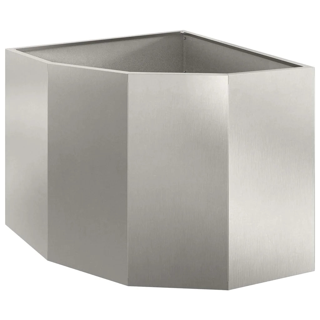 Vaso d'angolo-Fioriera-Contenitore per Piante Argento 60 x 60 x 50 cm Acciaio inossidabile
