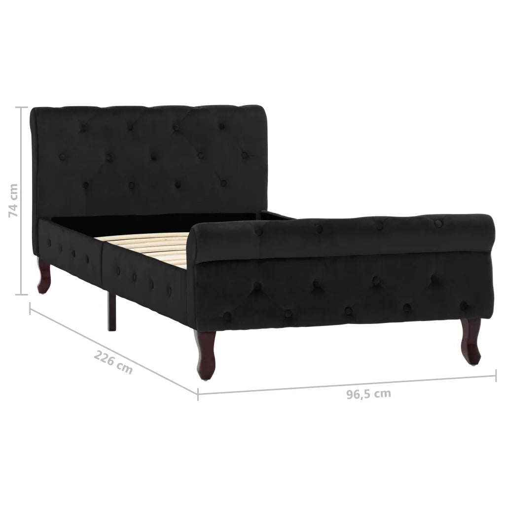 Letto singolo | Letto per adulti | Giroletto Nero in Velluto 90x200 cm