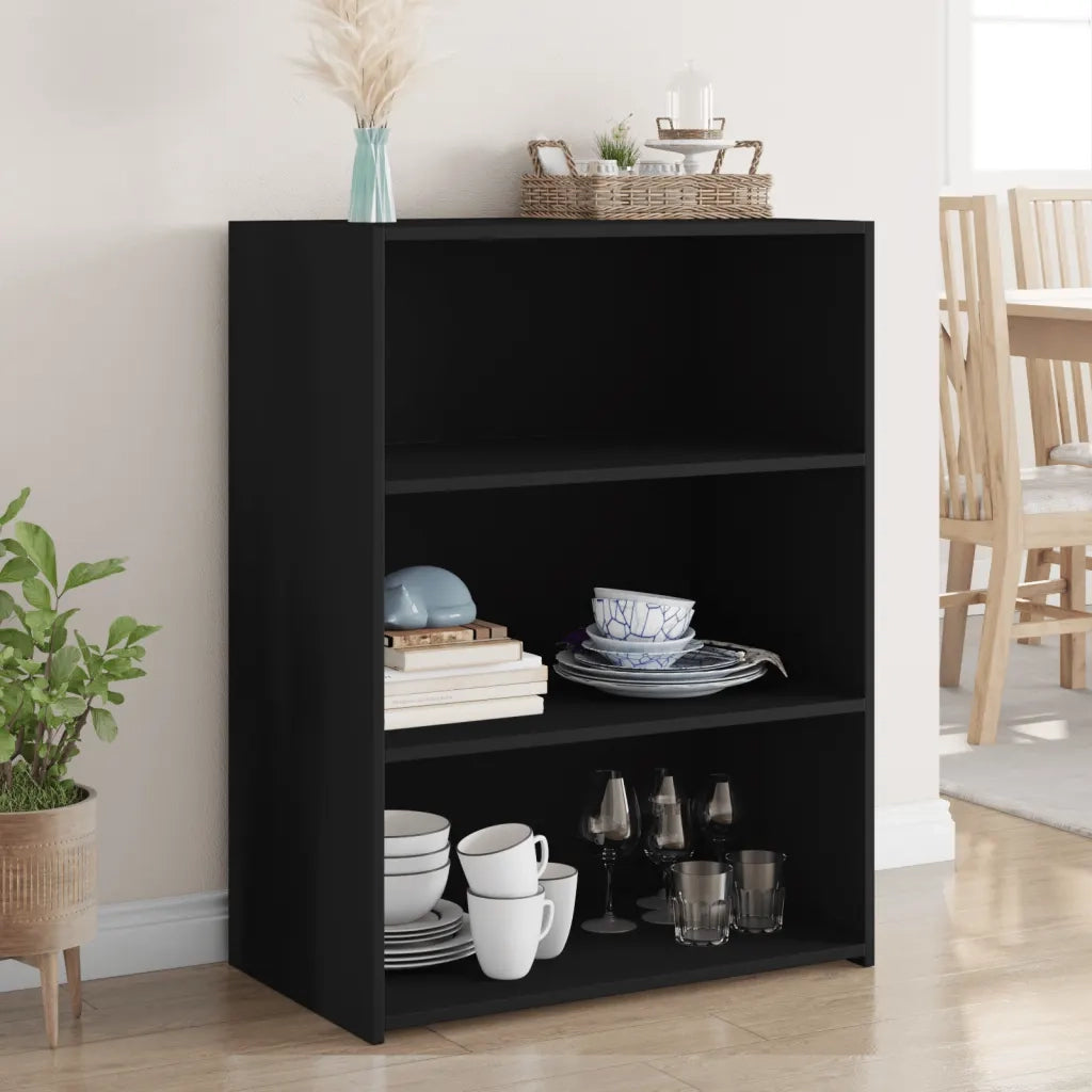Credenza | Madia | Buffet da pranzo | Armadio da pranzo Nera 70x41x93 cm in Legno Multistrato