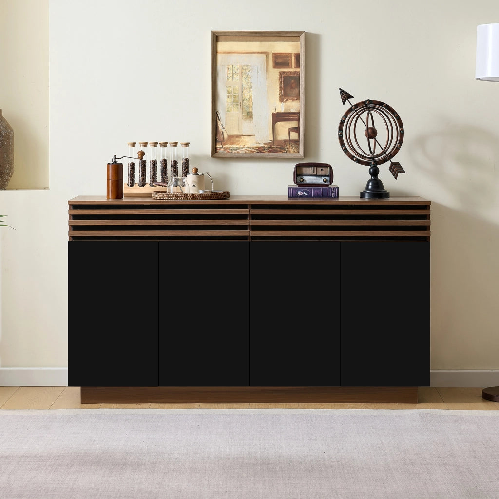 Credenza con 2 cassetti e 4 ante con ripiani regolabili per soggiorno; sala da pranzo e cucina; 150×40×85 cm