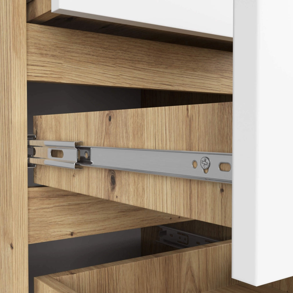 Cassettiera AKORD CL5 Cassettiera Quercia Artisan 40 cm 5 cassetti inserto frontale Bianco 40x35x92 cm