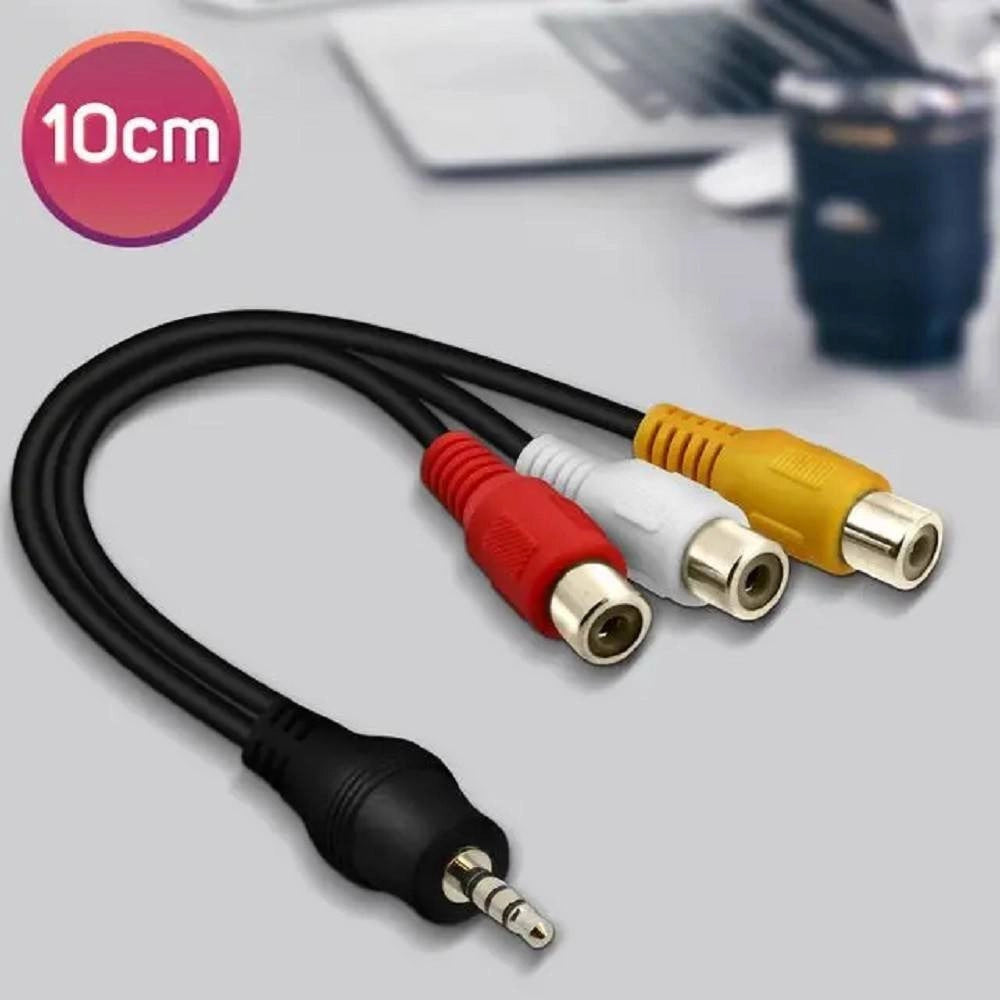 Trade Shop - Cavo Adattatore Audio Video Da Jack 3.5mm Maschio A 3x Rca Femmina 10cm Av-3rca -