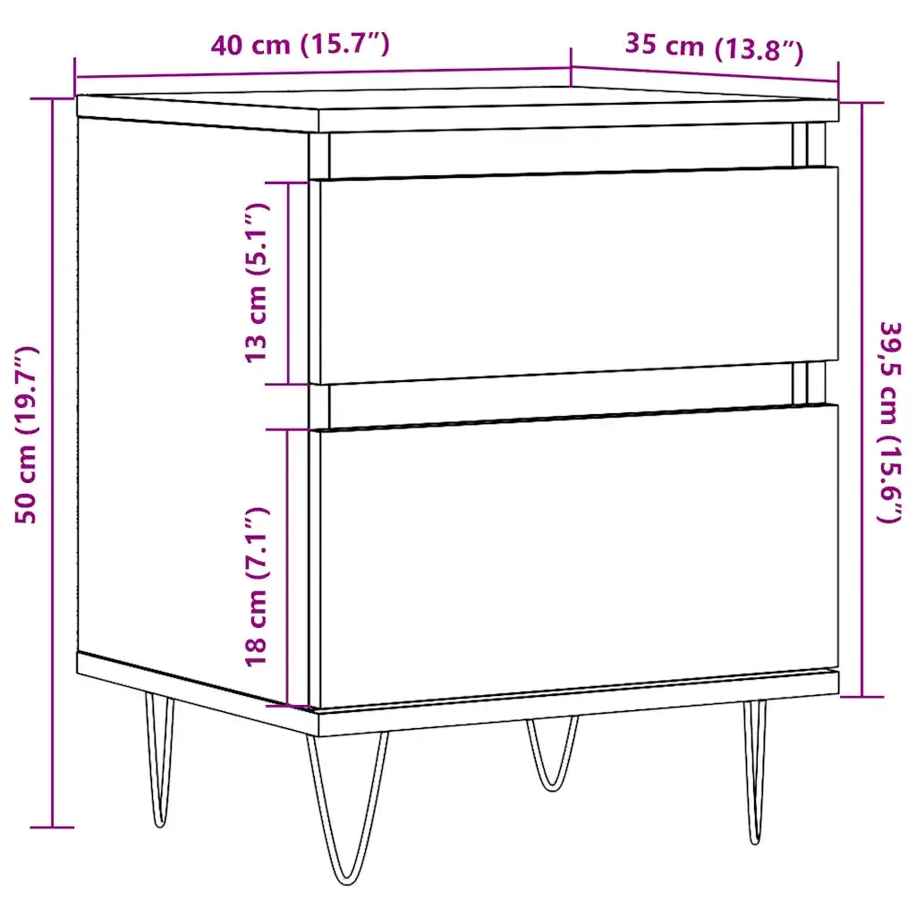Comodino | Armadio da Notte | Mobiletto da notte Legno Antico 40x35x50 cm in Legno Multistrato