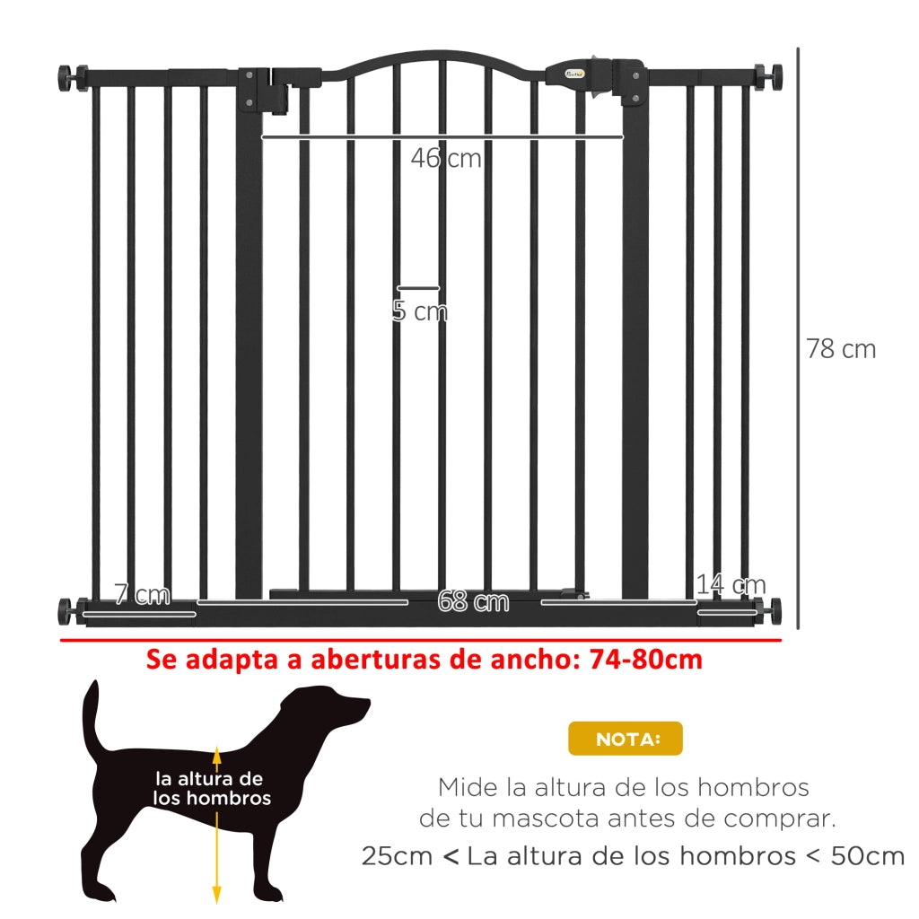 Cancelletto di Sicurezza per Cani Regolabile 74-100 cm ¨C Xylo ¨C Nero con 2 Estensioni