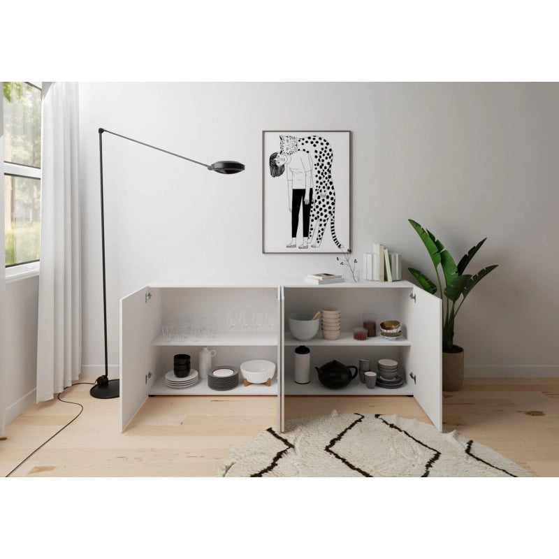 Madia moderna 4 ante 200x40x83,5 cm Elios - Bianco Lucido