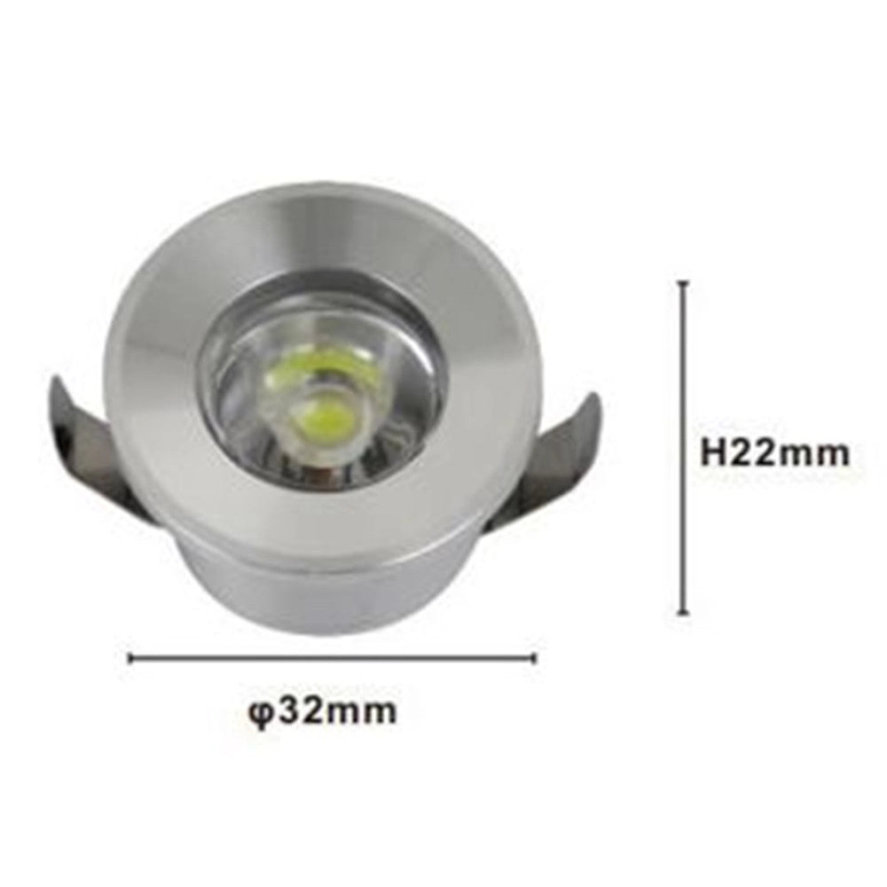 Trade Shop - Faretto 1w Led Incasso A Soffitto Ip20 Argento Mini Spot Segnapassi Luce Calda 00267 -