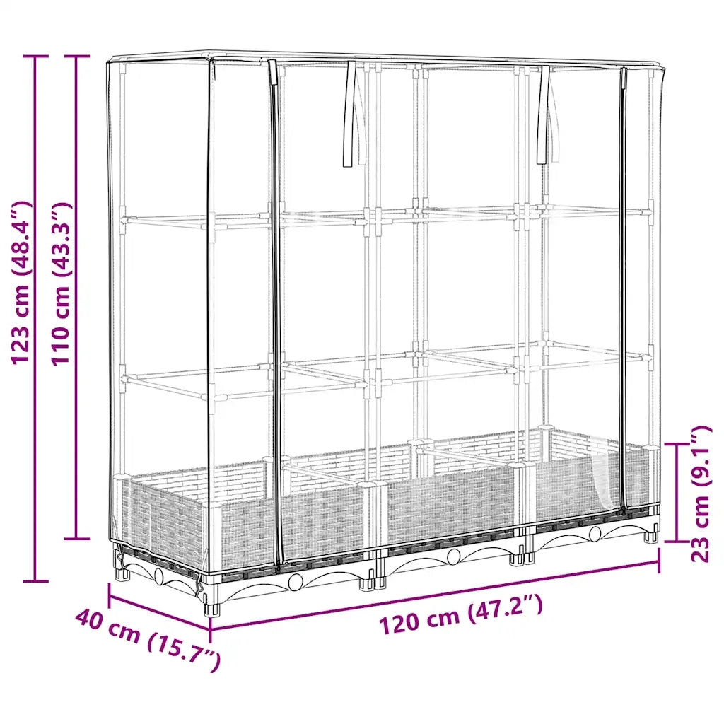 vidaXL Letto Rialzato con Copertura Serra Effetto Rattan 120x40x123 cm