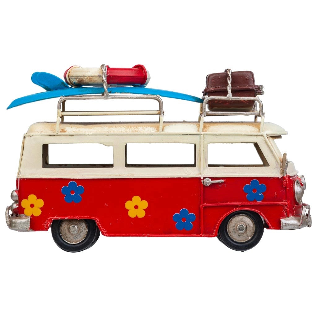 Autobus in metallo rosso 17x7,5x10,5h