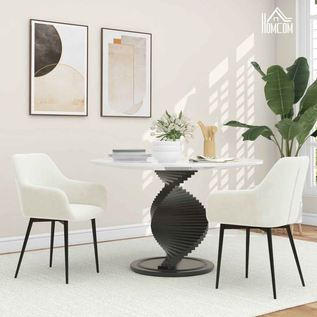 Sedia da pranzo imbottita con braccioli in tessuto effetto velluto ¨C Minimal ¨C Crema 54x57x80 cm