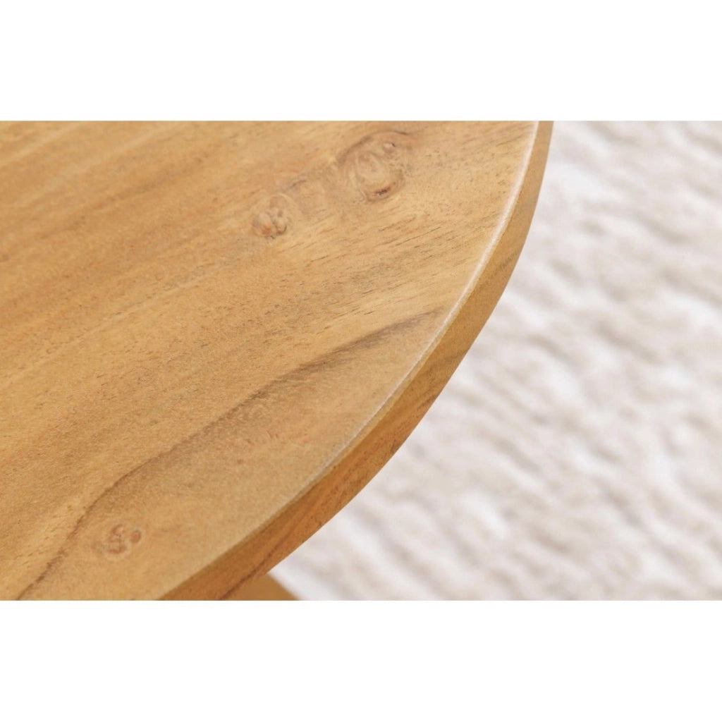 Tavolino basso ABITTA rotondo 70 cm in legno di acacia - Tavolino basso moderno in legno massello