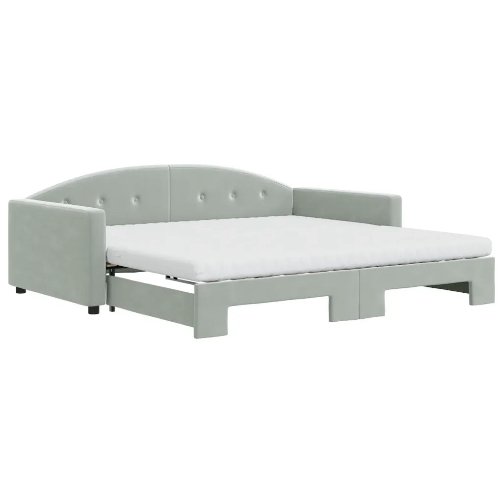 Divano Letto Estraibile Materassi Grigio Chiaro 100x200 Velluto 3197332