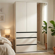Armadio Camera da Letto Ilbonoo, Guardaroba 3 Ante 4 Ripiani, 138x55 cm Bianco