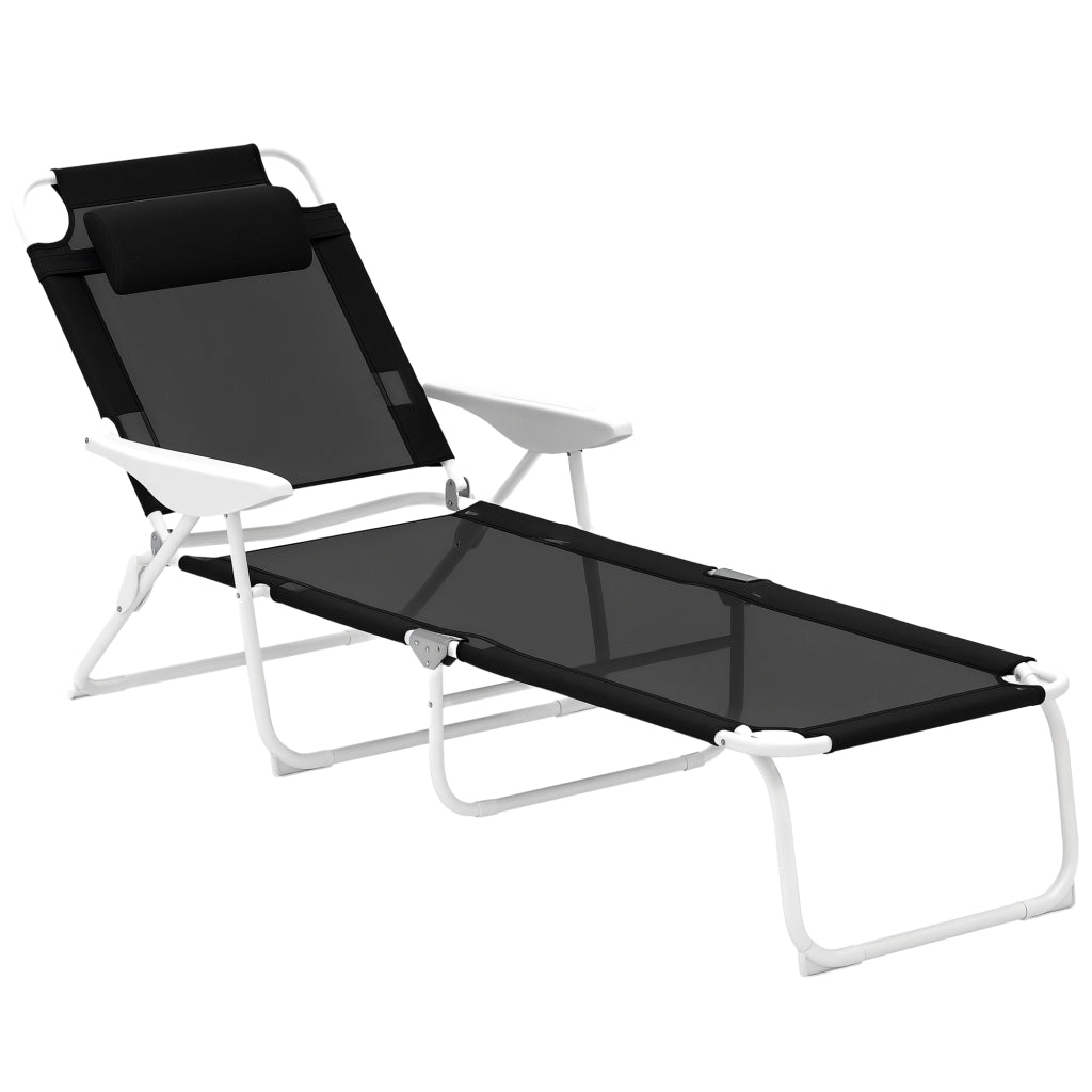 Sdraio pieghevole da giardino con cuscino ¨C zephmum ¨C nero