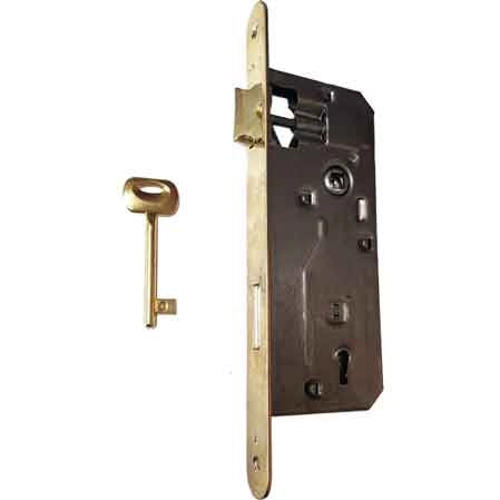 SERRATURA PER PORTE IN LEGNO 'PATENT GRANDE' FRONTALE BORDO TONDO BONAITI E45 Bronzata - BONAITI