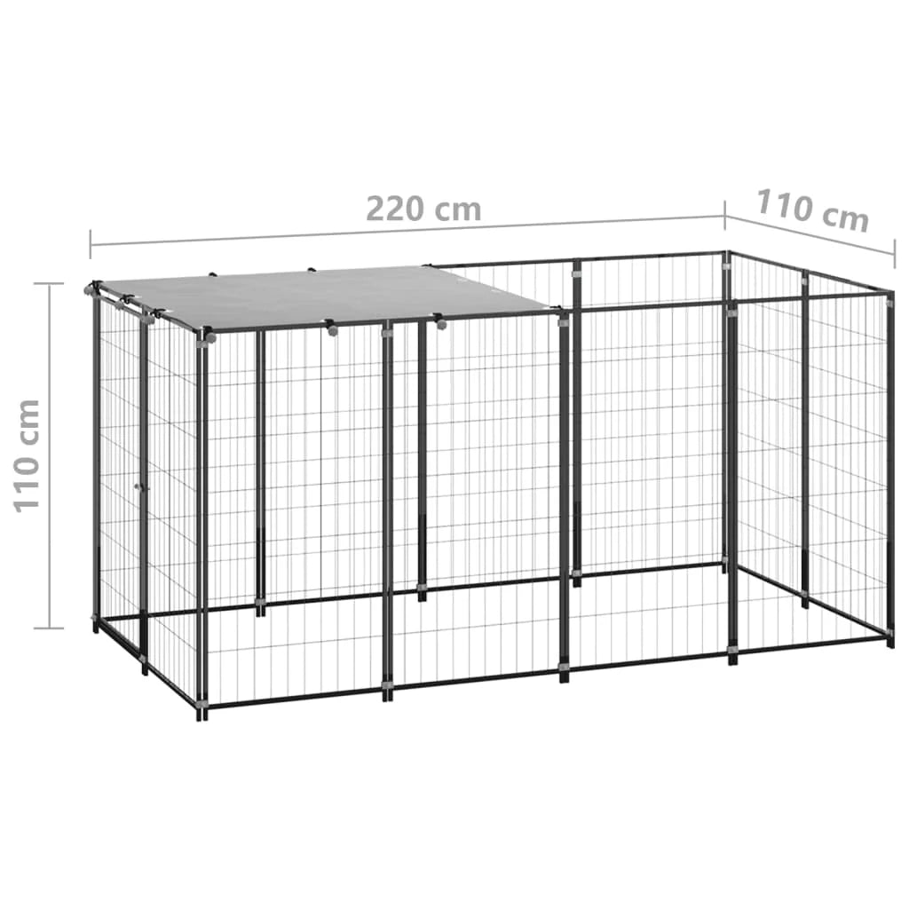 Gabbia/recinto per animali 2,42 m² acciaio nero 02_0041720