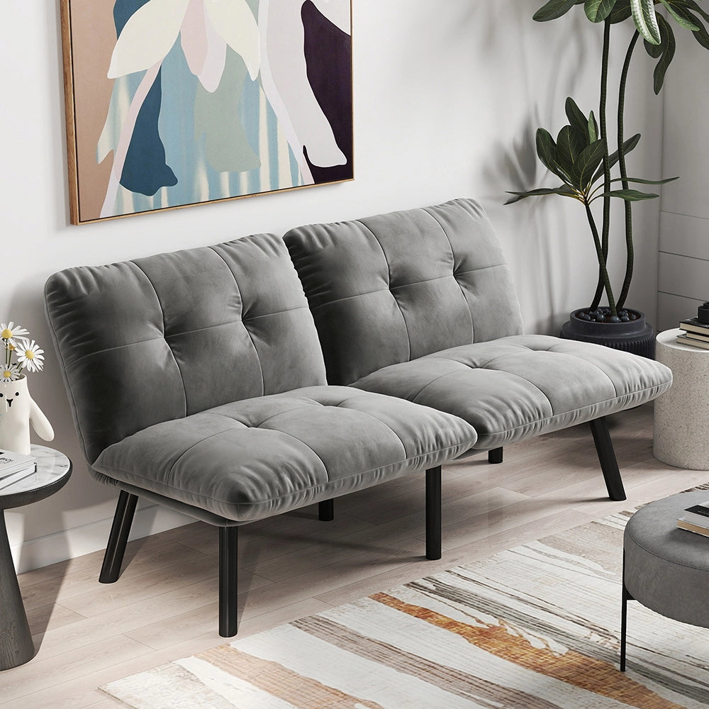 Divano letto - Xylo - 2 posti pieghevole grigio futon poco ingombrante