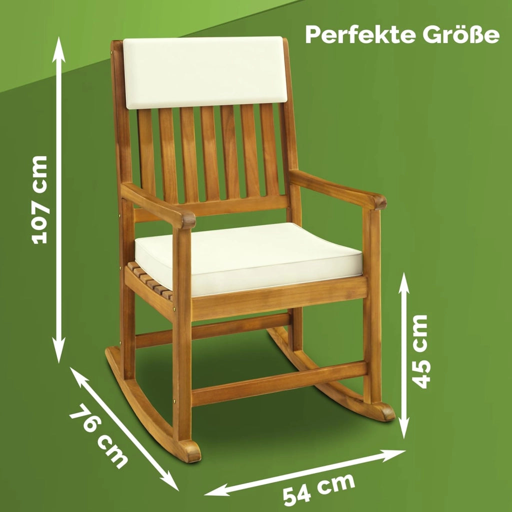 Deuba Sedia a dondolo cuscini icnlusi legno d' acacia relax seggiola basculante da giardino veranda mobili da esterno