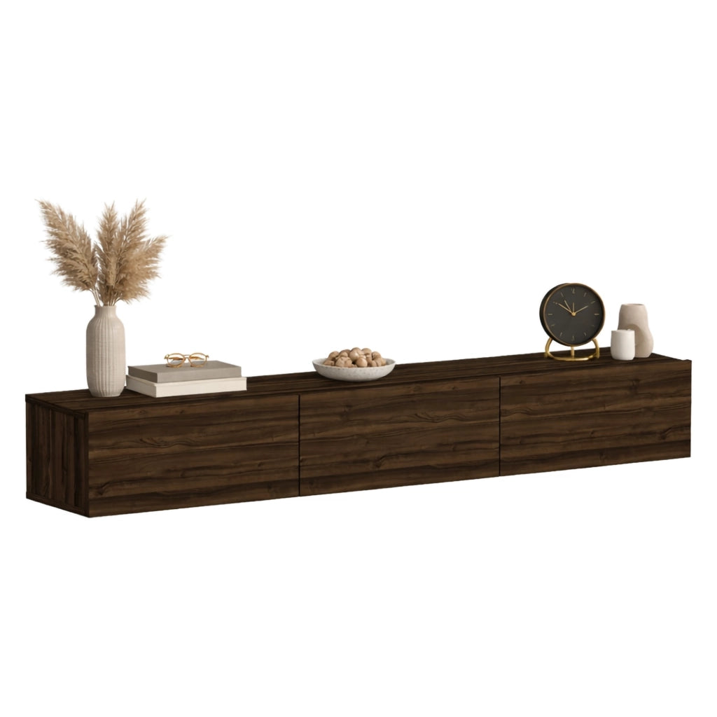 Lariano, Mobile Porta tv 3 Vani, 180x31x26h cm Marrone Noce