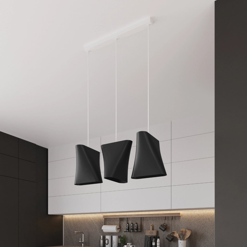 Lampada a sospensione nera trapezoidale Fioran E27 15W