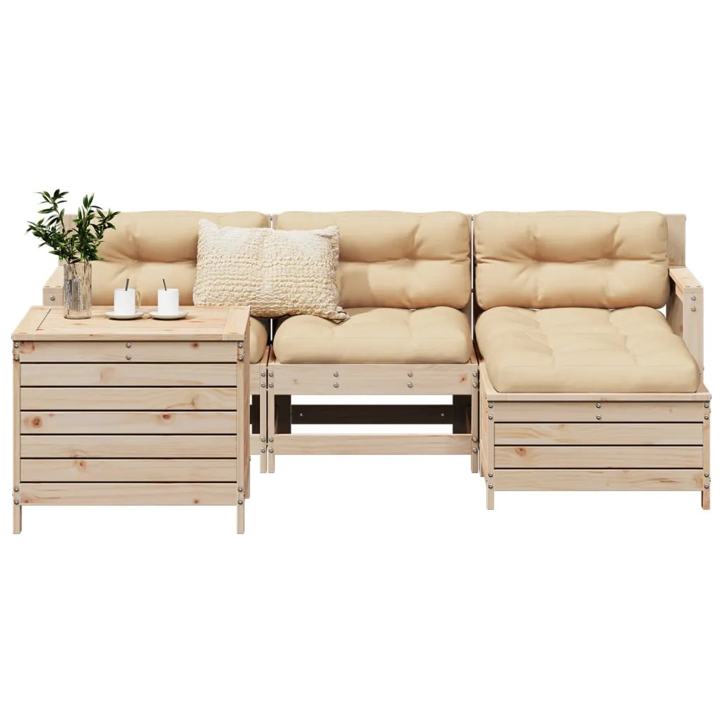 vidaXL Set Divani da Giardino 5 pz in Legno Massello di Pino
