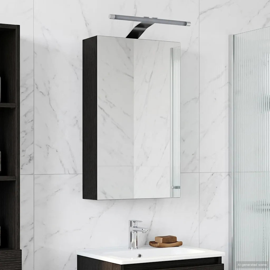 Mobiletto per specchio da bagno Rovere Nero 30 x 10,5 x 50 cm 889016