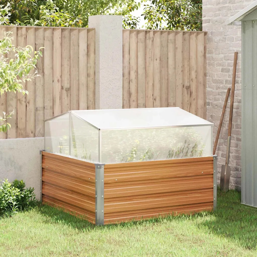 Fioriere | Cassetta per fiori | Vaso da giardino con serra Marrone Chiaro 100 x 100 x 77 cm