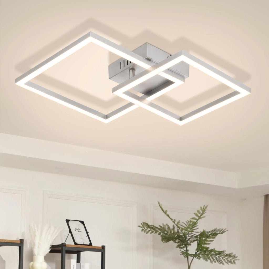 ZMH Plafoniera LED argento 20W 4000K moderna plafoniera quadrata per soggiorno camera da letto corridoio o ufficio