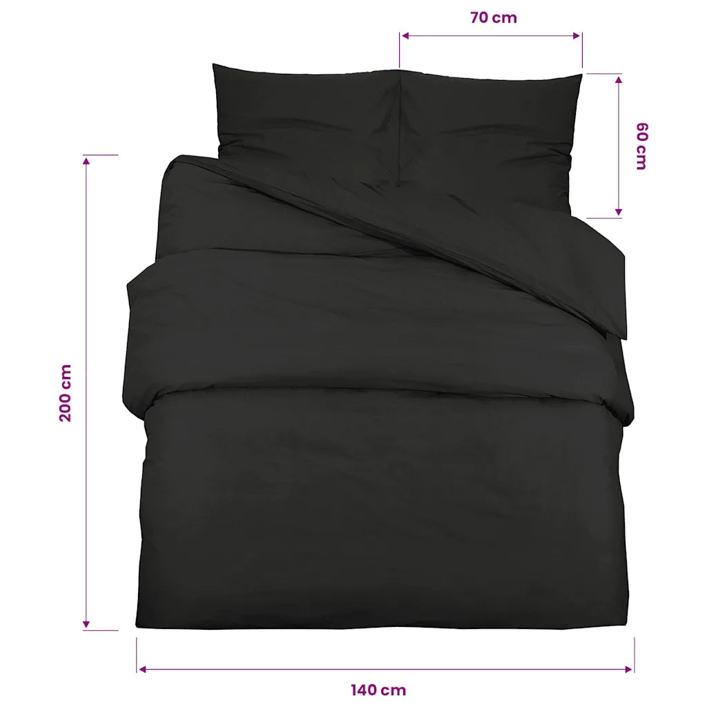 Set Copripiumino Nero 140x200 cm in Microfibra Leggera CFW9276688