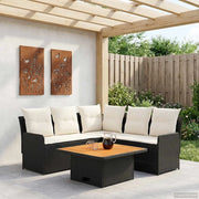 Set di Mobili con cuscino 4 pcs Nero e Crema Rattan in PE