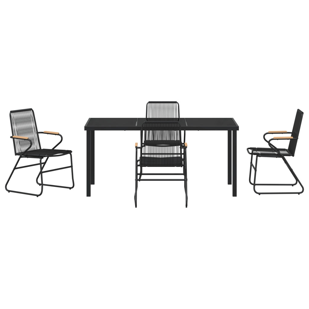 Set da Pranzo Giardiniere 5 Pezzi Nero Rattan PVC