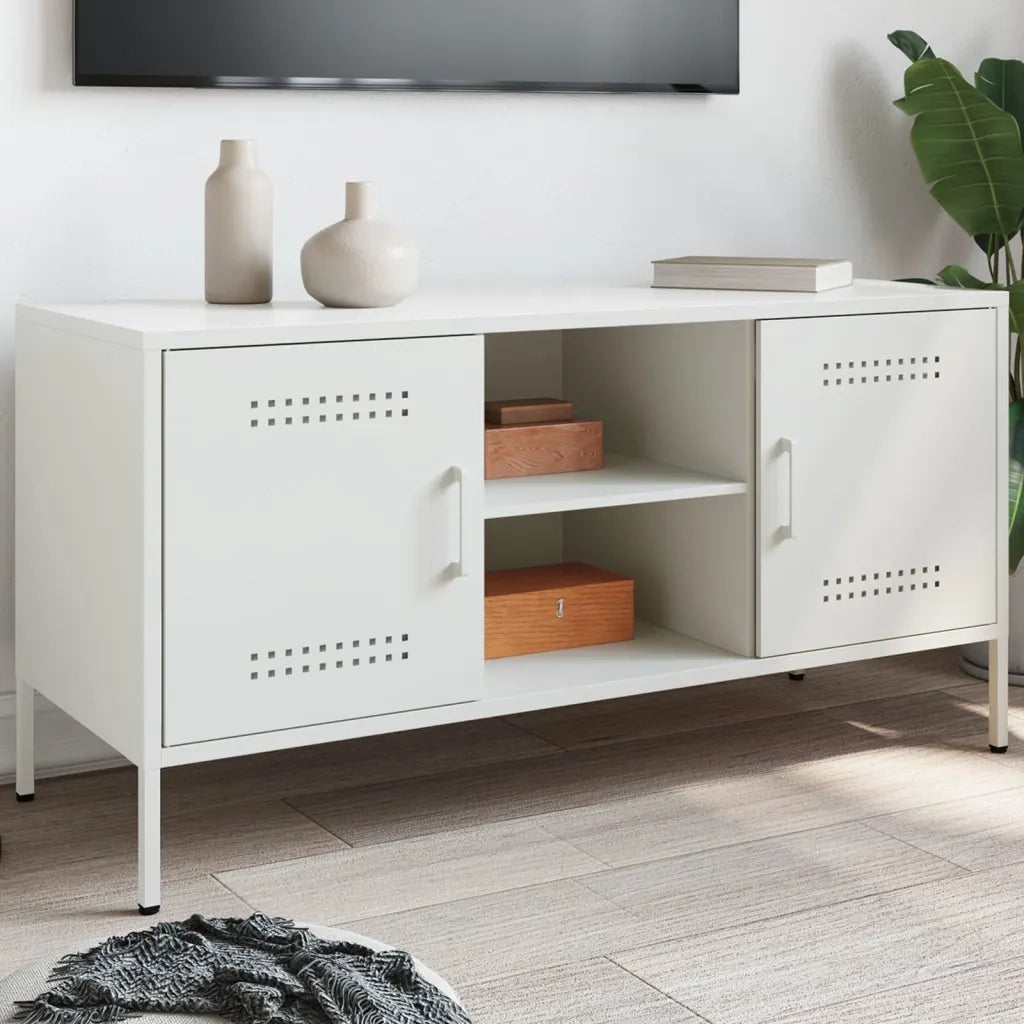 Mobile TV Bianco 100,5x39x50,5 cm in Acciaio 842993